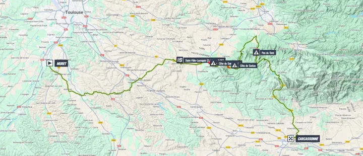 Mapa da 15ª etapa da Volta a França 2025