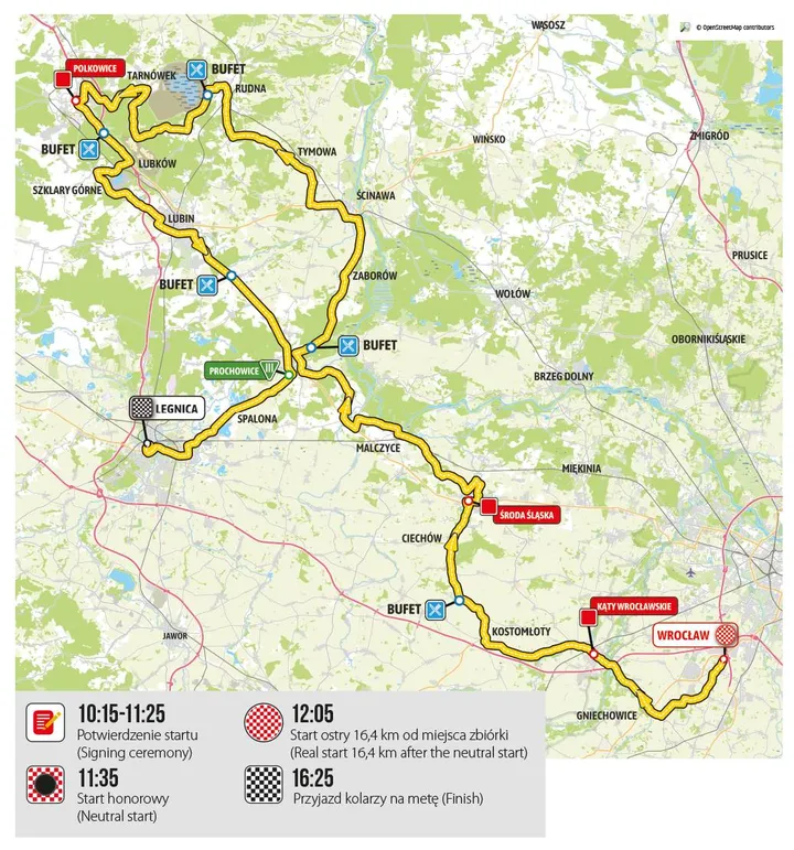 Mapa da 1ª etapa da Volta a Polónia