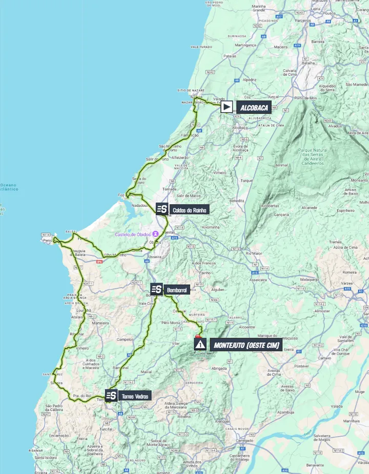 Mapa da 8ª etapa da Volta a Portugal 2025