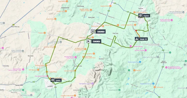 Map of stage 1 of the 2026 Tour Down Under