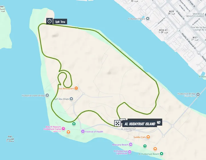 Map of stage 2 of the 2026 UAE Tour