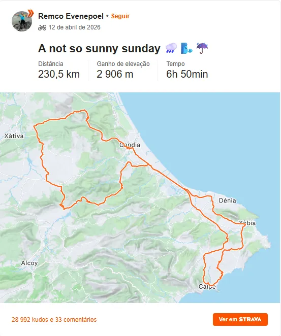 Remco Evenepoel treina em Calpe com vista às Clássicas das Ardenas
