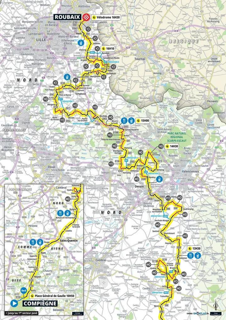 Mapa Paris-Roubaix 2026