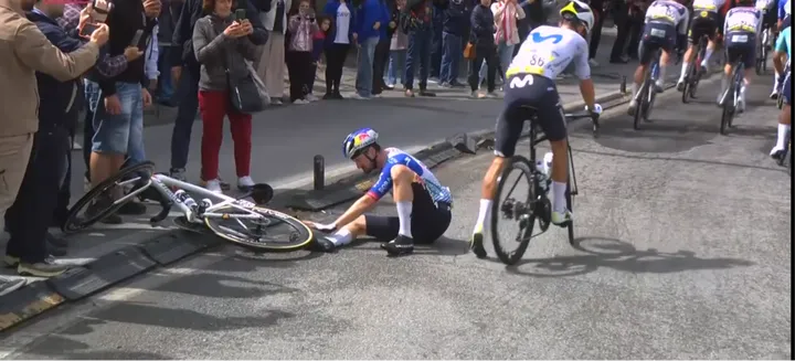 Nico Denz hit the ground hard during stage 6