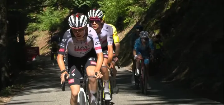 Pablo Torres was the last UAE rider alongside Isaac Del Toro before the Mexican launched his move towards victory.