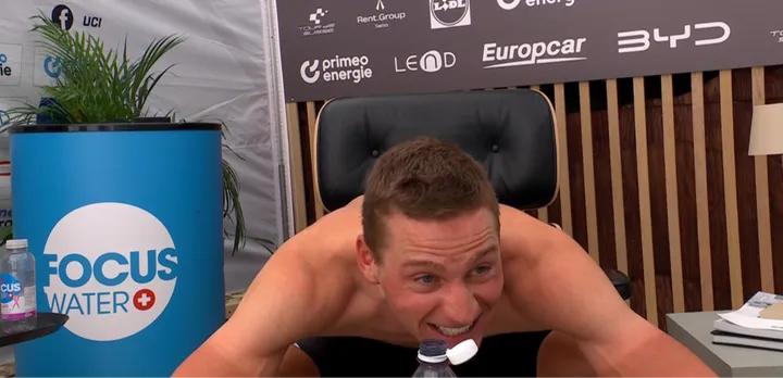 Mathieu van der Poel endured an agonising wait in the hot seat, only to see Tadej Pogacar snatch victory away by the narrowest of margins.&nbsp;Van der Poel's day ended with a 500 CHF fine after he was spotted sitting shirtless in the hot seat.