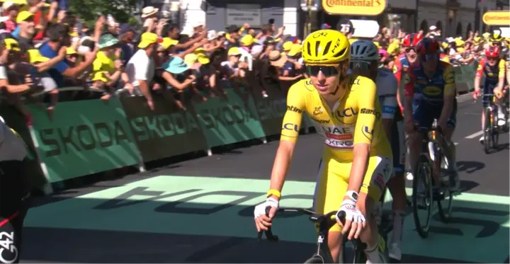 Tadej Pogacar crossed the finish line in no rush to save his yellow jersey