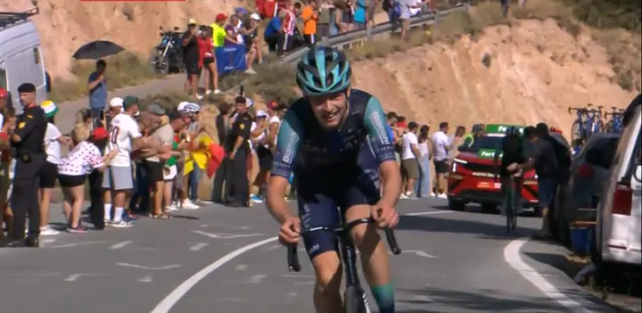 Jakob Omrzel dropped Urko Berrade and went solo in pursuit of victory on stage 12 of the Vuelta.