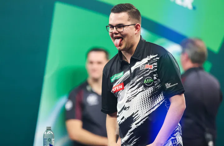 Gian van Veen in action at the recent World Darts Championship