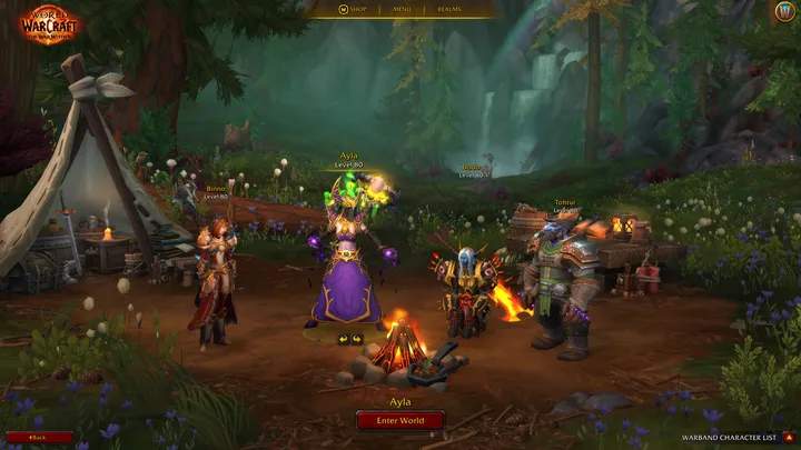 wow tww deep dives warbands character select camp
