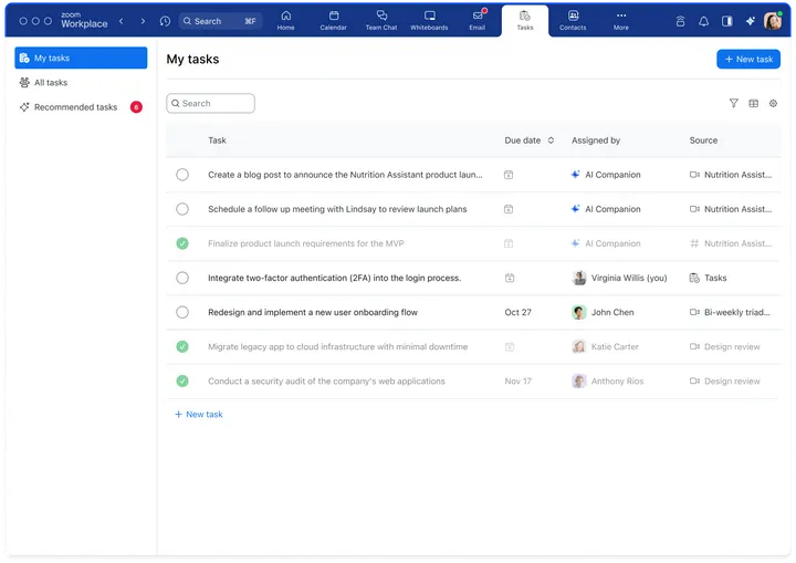 zoom tasks