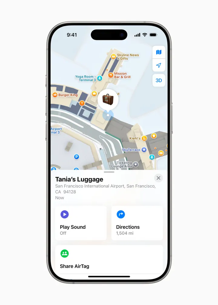 apple share item location find my item