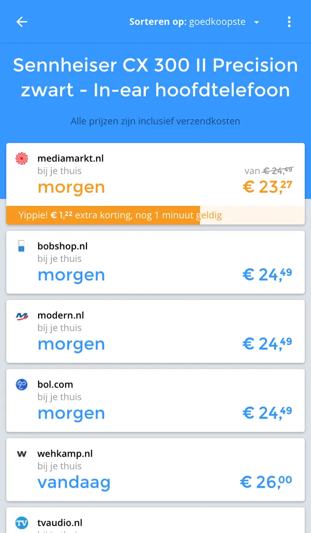 voorbeeld van de app