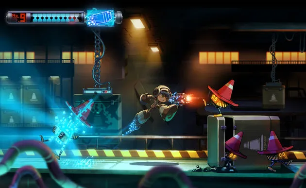 De grafische stijl is toch wel anders dan de oude Mega Man, maar het doet geen pijn aan de ogen.