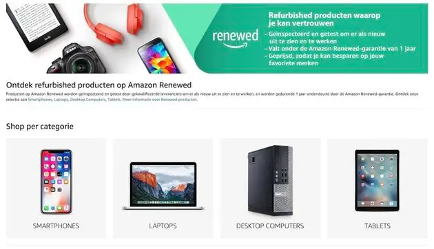Amazon heeft nu een webwinkel voor refurbished producten.