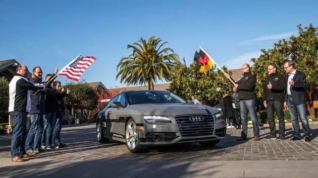 Eindpunt van de autonome trip van `The Valley` naar Vegas.