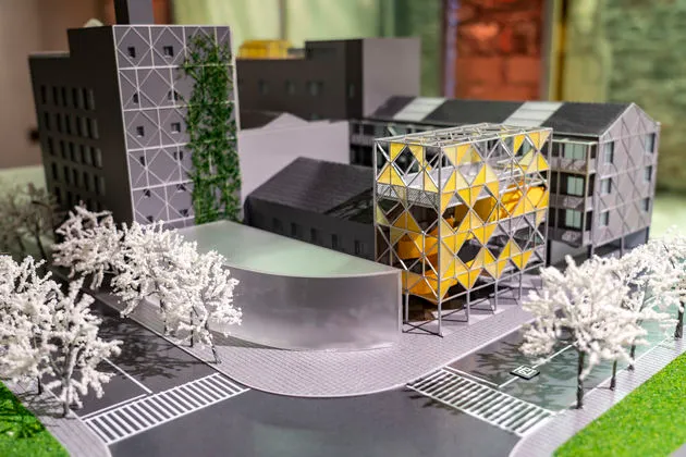 De maquette van het MINI LIVING project in Shanghai