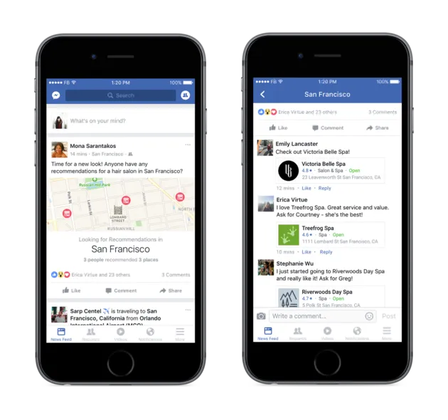 Facebook aanbevelingen