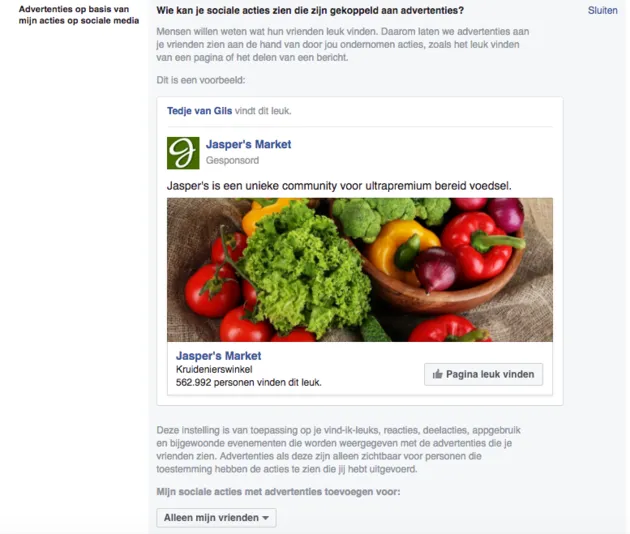 Advertenties op basis van mijn acties op sociale media.