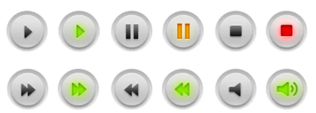 <i>Bedieningselementen geven de gebruiker controle over de video</i>.