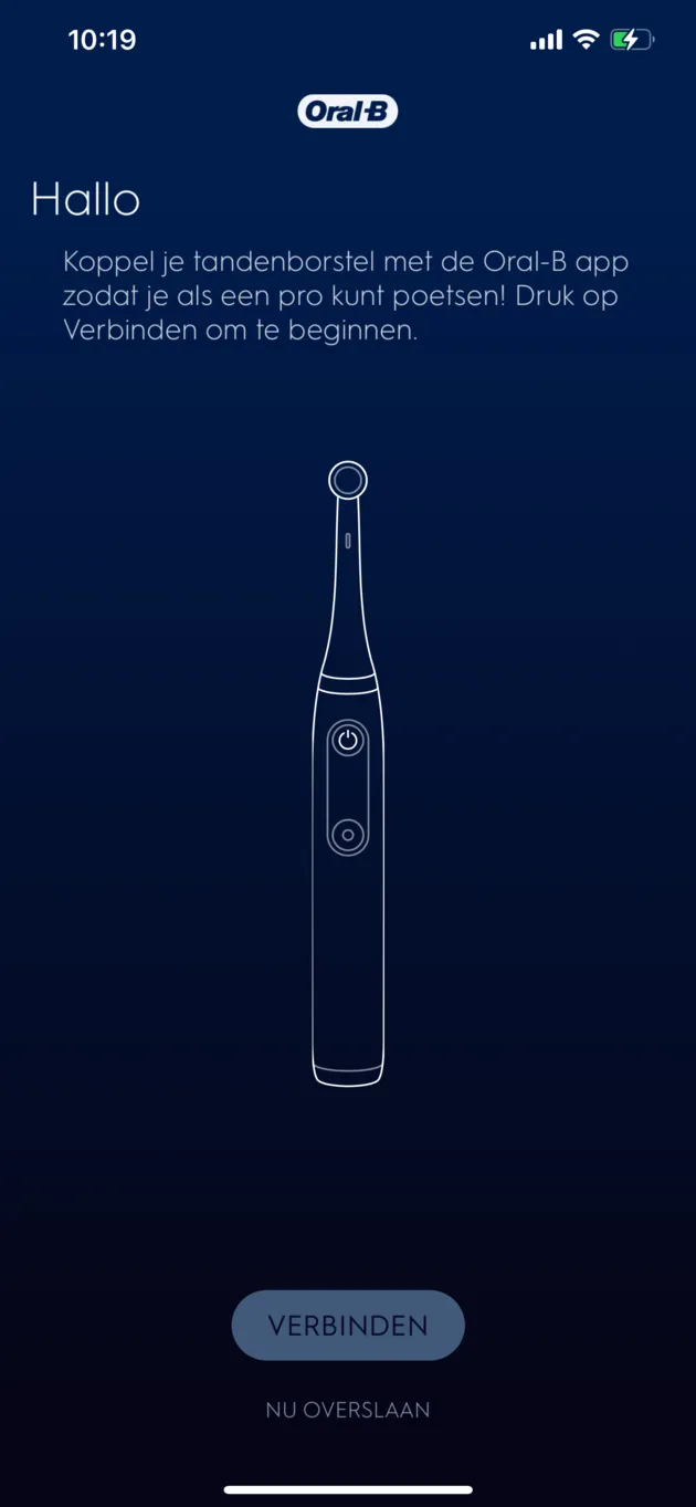 Beginscherm van het appje van Oral B.