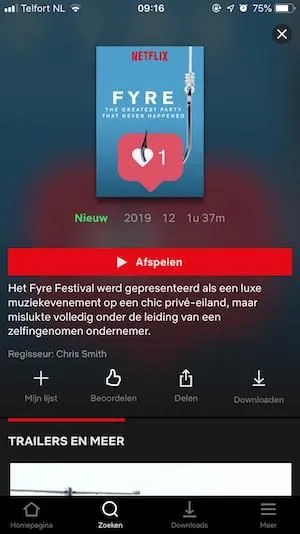 Je kiest je film, serie of documentaire in de Netflix app