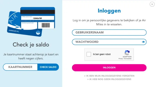 <i>Saldo checken Air Miles</i>
