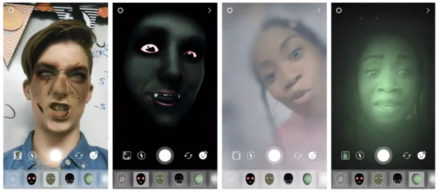 De Halloween-filters van Instagram voor 2018. Beeld: Instagram