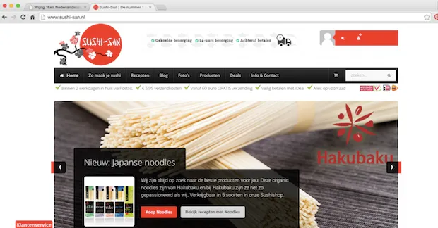 Dit is de huidige Sushi-San website