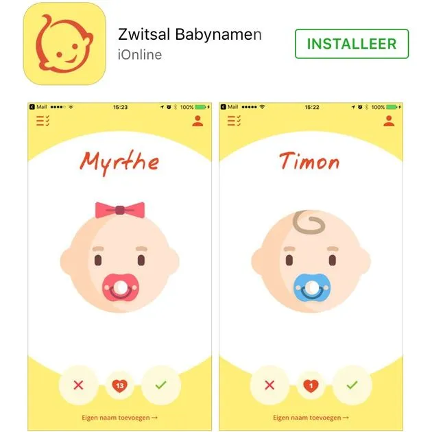 Tinder voor babynamen