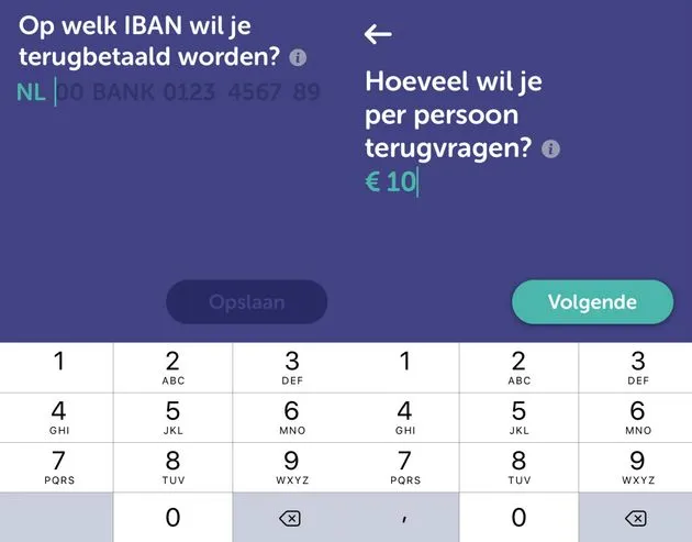 Voer je rekeningnummer in. Geef aan hoeveel geld er betaald moet worden.