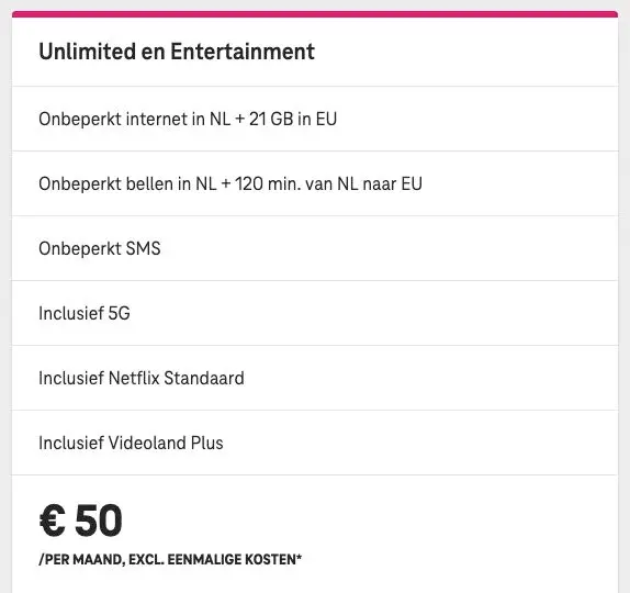 Het nieuwe Unlimited &amp; Entertainment abonnement van T-Mobile