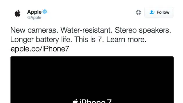 Een van de tweets van Apple die is verwijderd