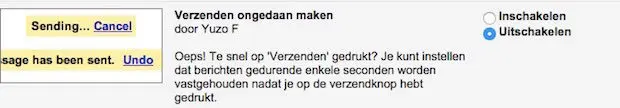verzenden ongedaan maken