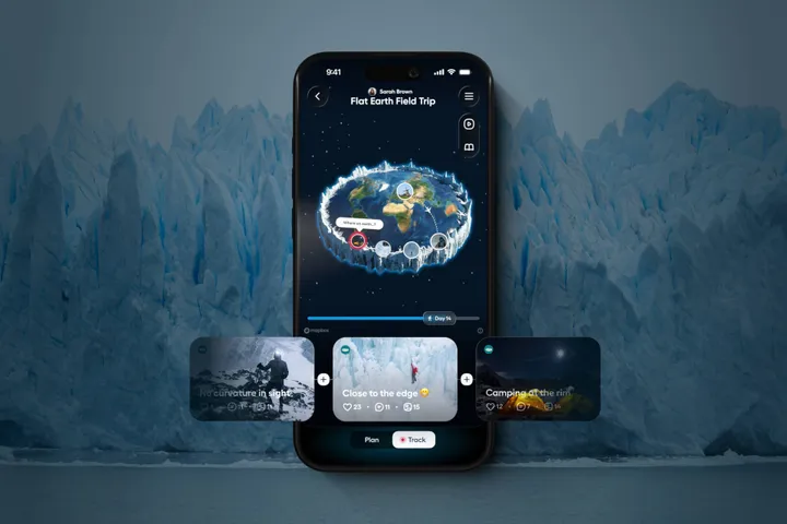 Polarsteps app redesigned with flat earth