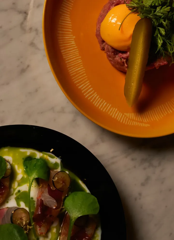 Hamachi en steak tartaar.