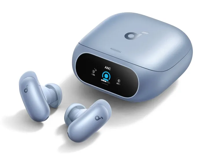 Soundcore Liberty 5 Pro - Earbuds Outside Closed Case - 3Q Front - Blue kopie