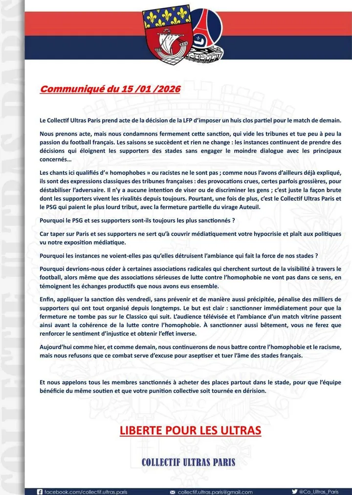 Communiqué CUP