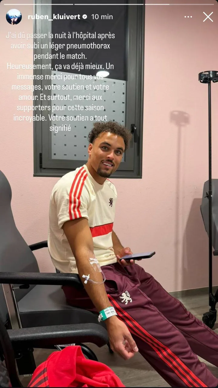 Ruben Kluivert a passé la nuit à l'hôpital.
