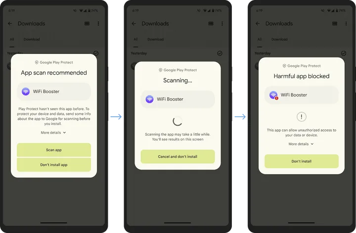 real time scan of apps