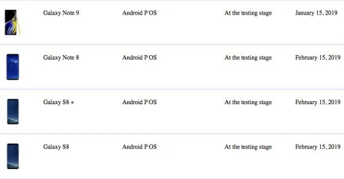 samsung android pie update schedule