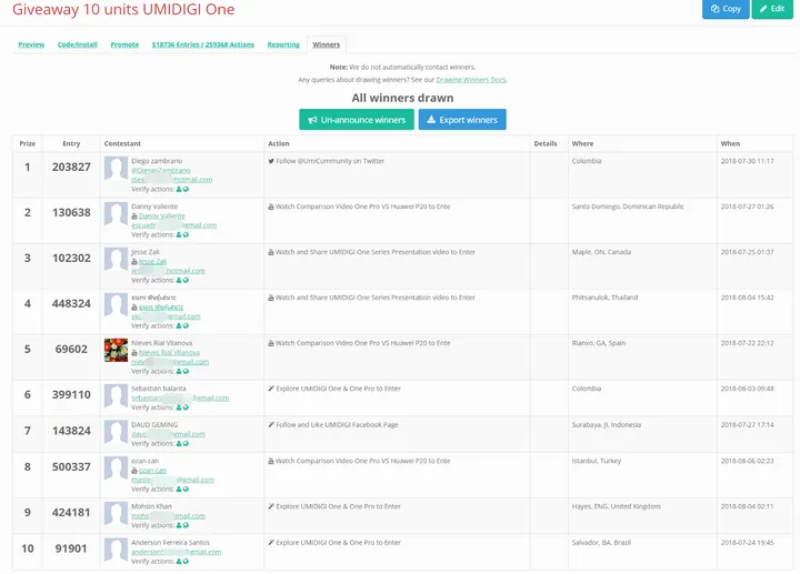 10 winners umidigi one1