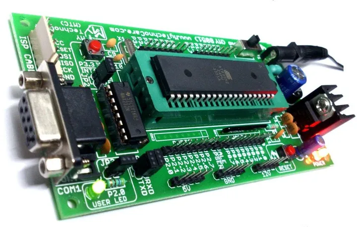 1my technocare my8051 zif small development board with max232 atmel at89s52ic project board
