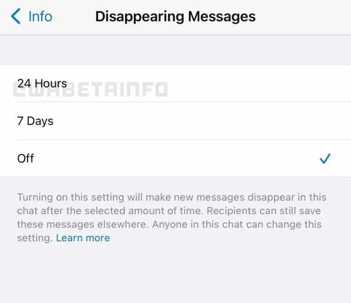 24 hours disappearing messages ios 768x663 1
