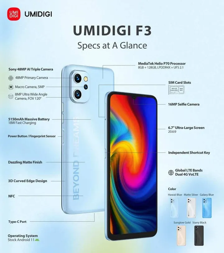 UMIDIGI F3 series launched today, starting at $129.99 - Gizchina.com