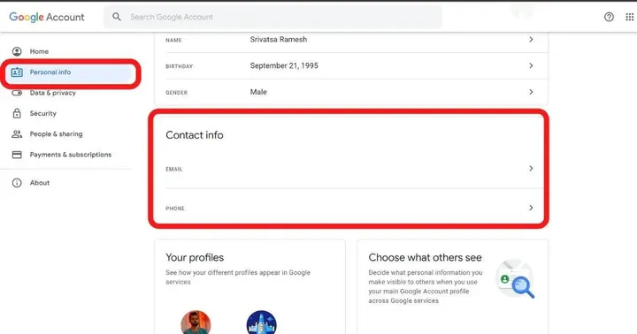 add phone number and recovery email to google account