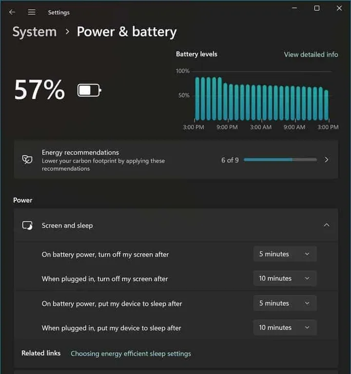 adjust sleep display settings
