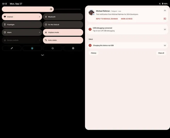 android 121 dual pane notifications