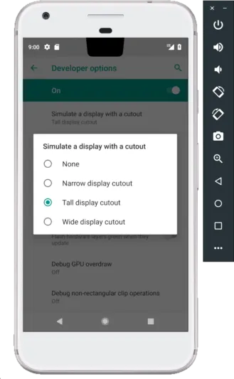 android p emulator cutout