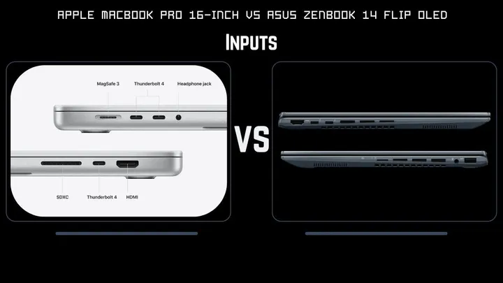 apple macbook pro 16 inch vs asus zenbook 14 flip oled 1